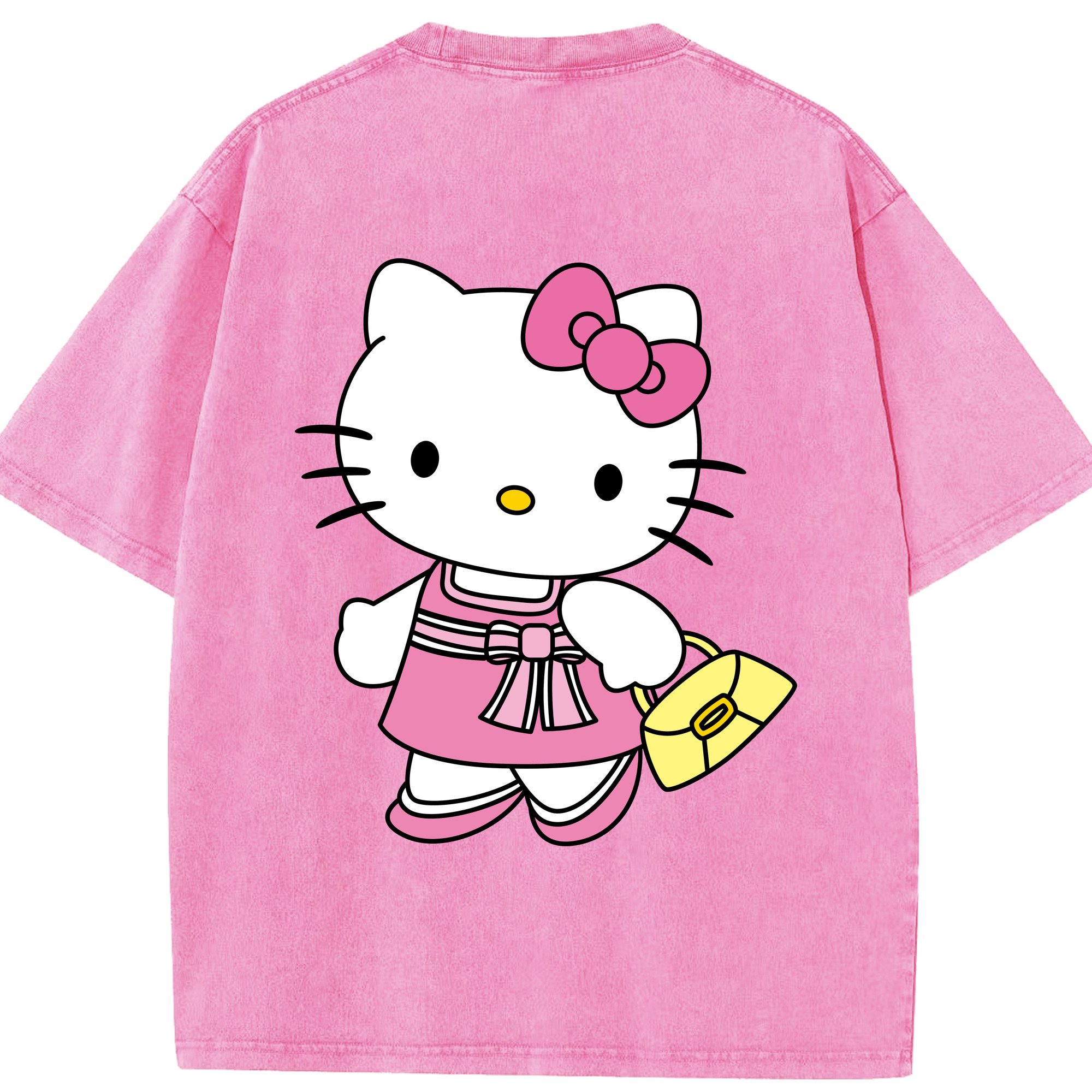 （画像用） Hello Kitty ハローキティ 綿100% ヴィンテージ風 半袖Tシャツ（背面プリント）